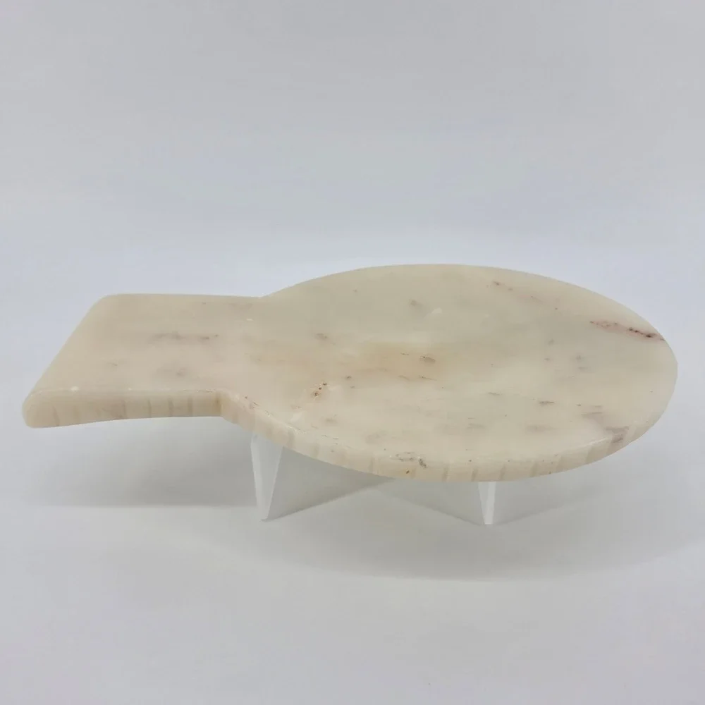 Cream Onyx Marble Spoon Rest Hand Carved Polished Natural Stone India XL